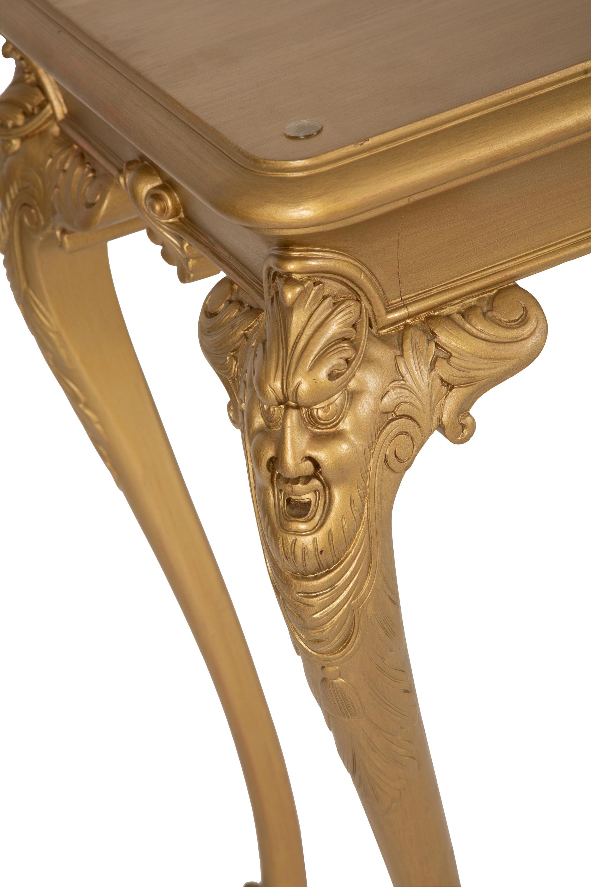 A Continental Carved and Gilt Painted Console Table