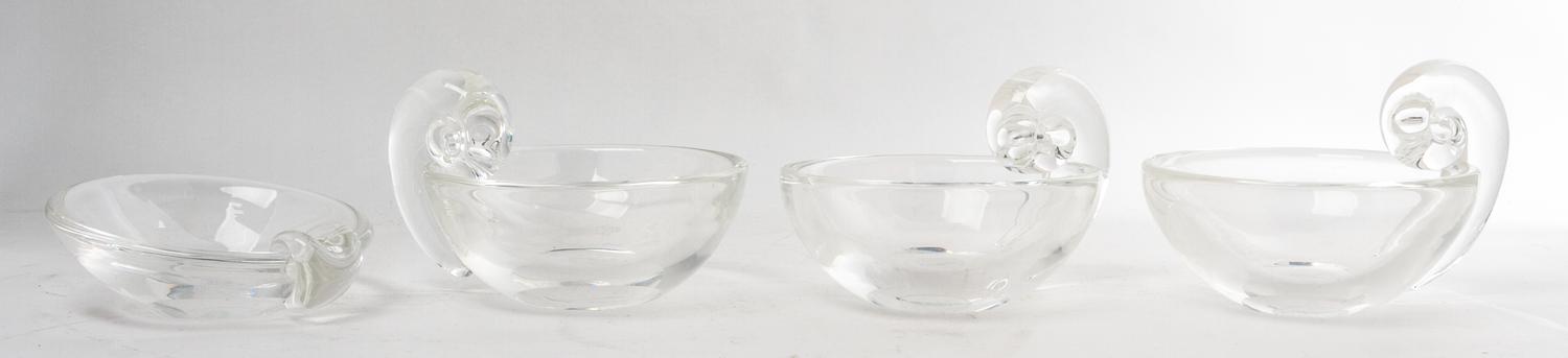 Four Steuben Olive Dishes Width 6 inches. — SECOND HALF 20TH CENTURY