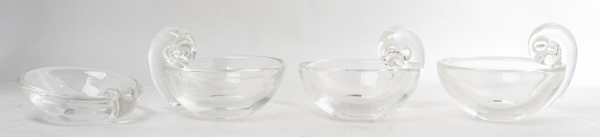 Four Steuben Olive Dishes Width 6 inches. — SECOND HALF 20TH CENTURY