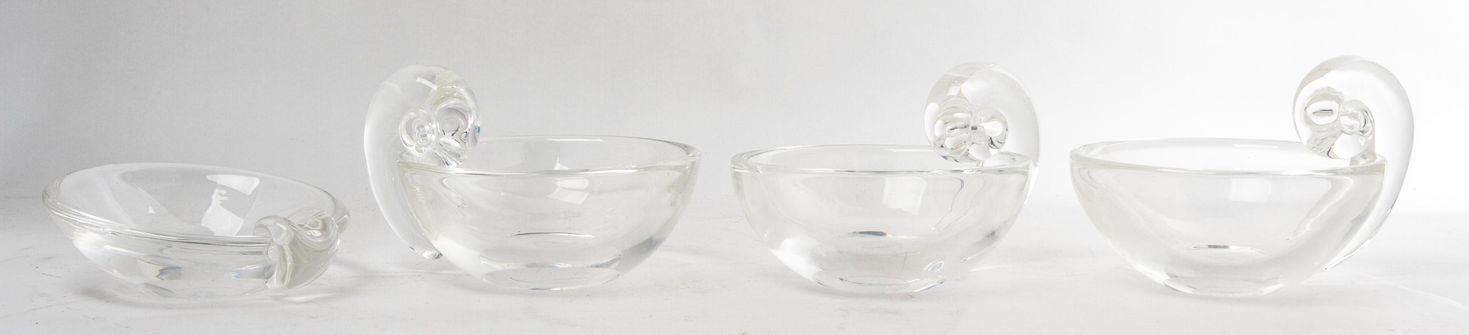 Four Steuben Olive Dishes Width 6 inches. — SECOND HALF 20TH CENTURY