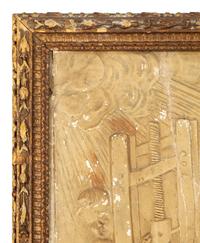 A French Molded Plaster-Inset Giltwood Trumeau Mirror