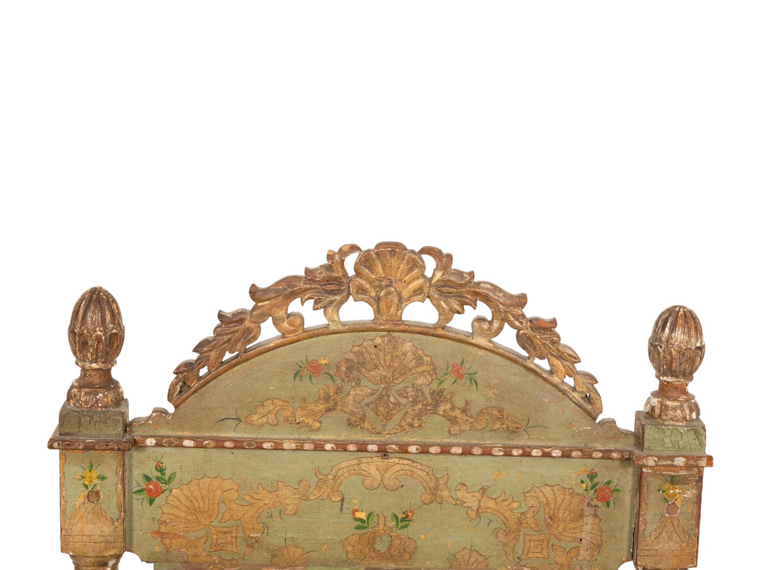 A Venetian Painted and Parcel Gilt Rocking Cradle