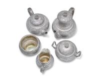 A Five-Piece Sterling Silver Coffee Service in the Persian Taste