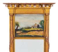 A Federal Style Giltwood Reverse Painted Trumeau Mirror