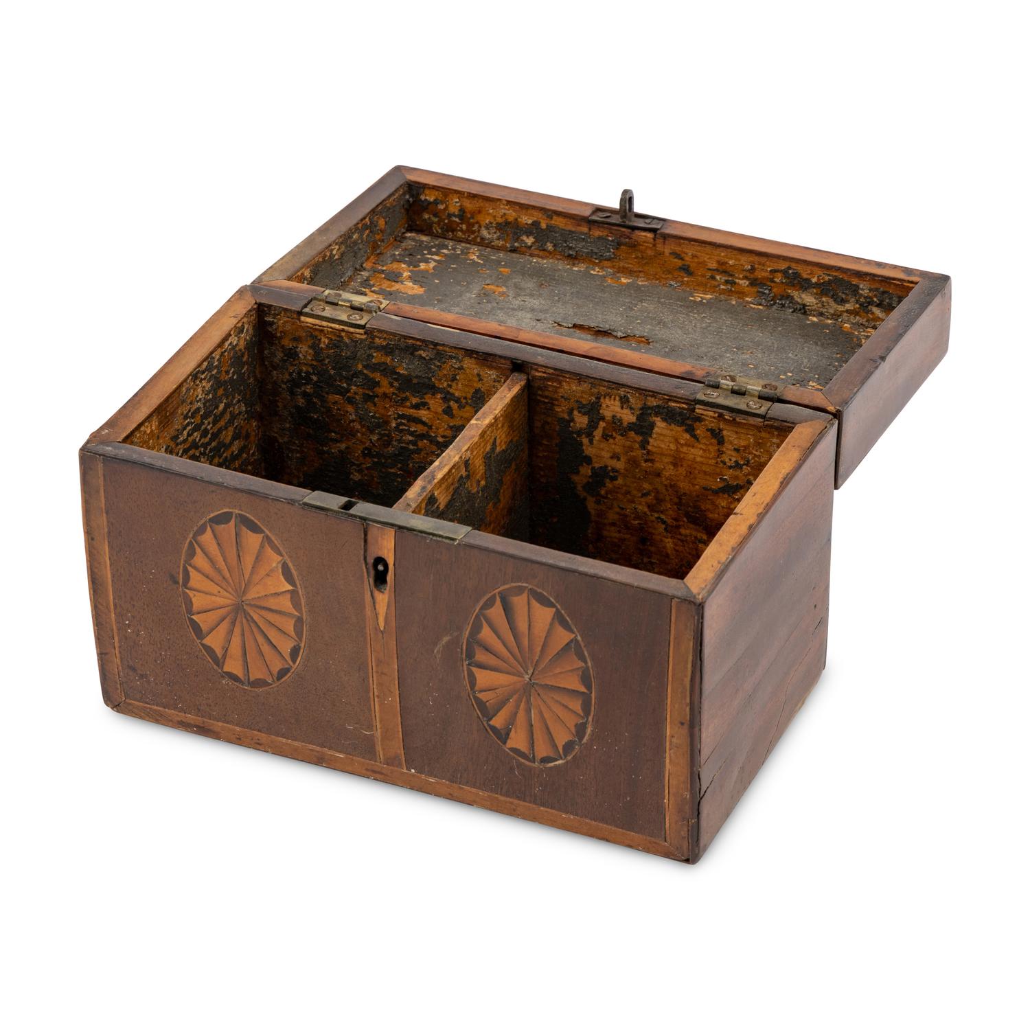 A George III Mahogany and Marquetry Tea Caddy