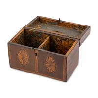 A George III Mahogany and Marquetry Tea Caddy