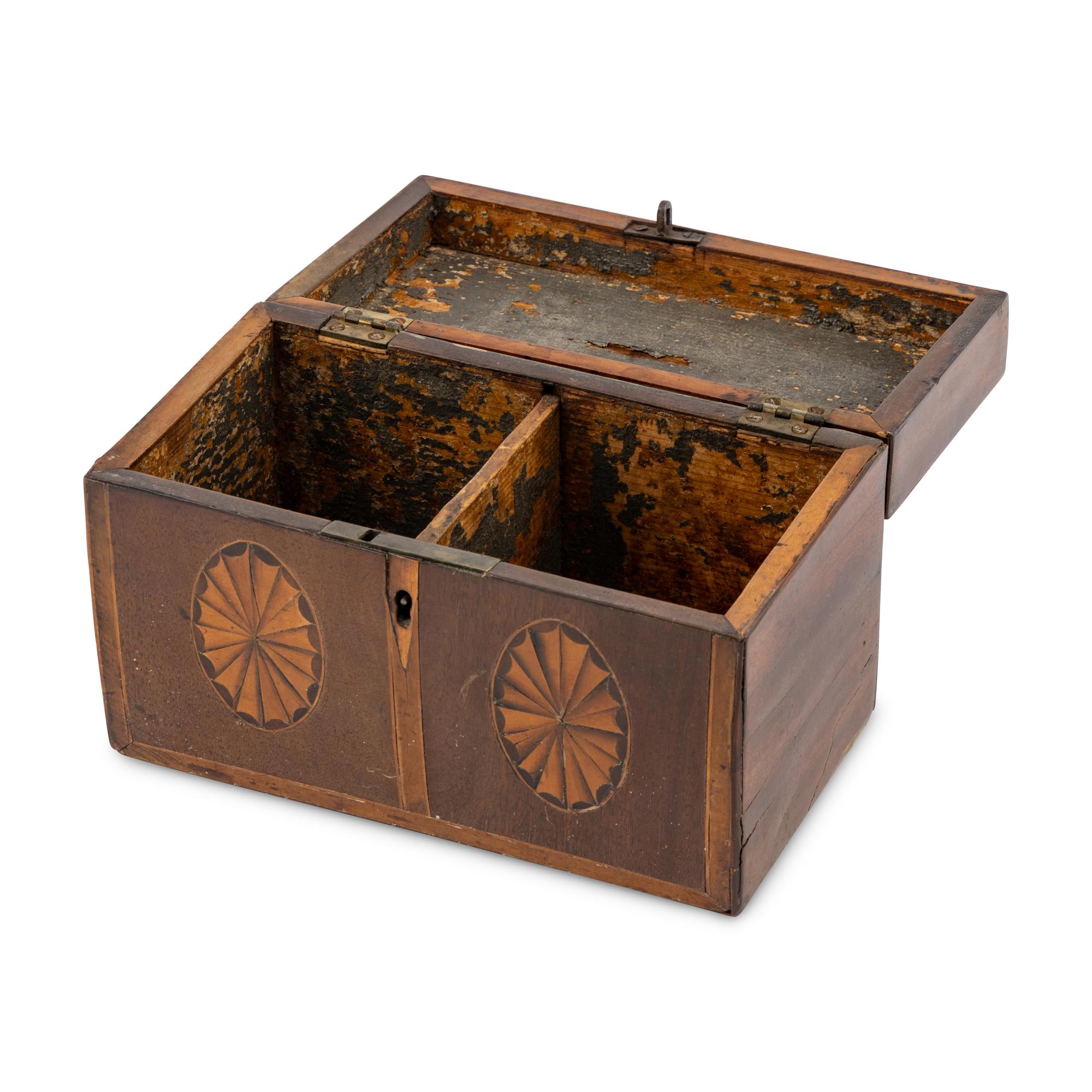 A George III Mahogany and Marquetry Tea Caddy