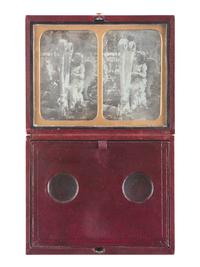[EARLY PHOTOGRAPHY]. Modern stereodaguerreotype by John Hurlock, featuring an angelic sculpture.