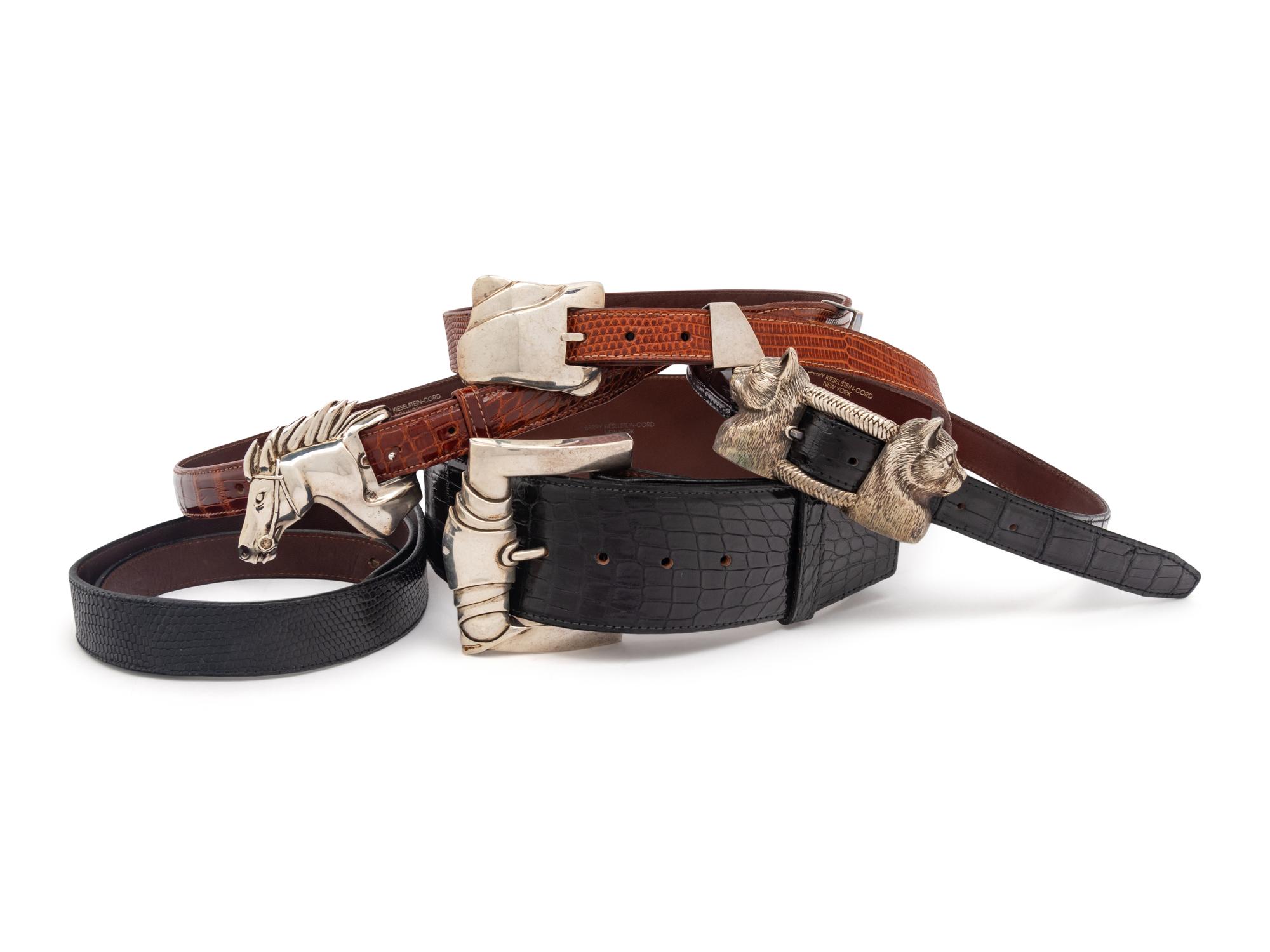Five Kieselstein-Cord Sterling Silver Belts