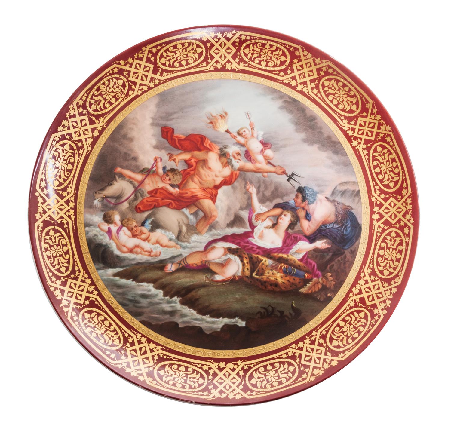 A Continental Porcelain Charger Diameter 11 1/2 inches.