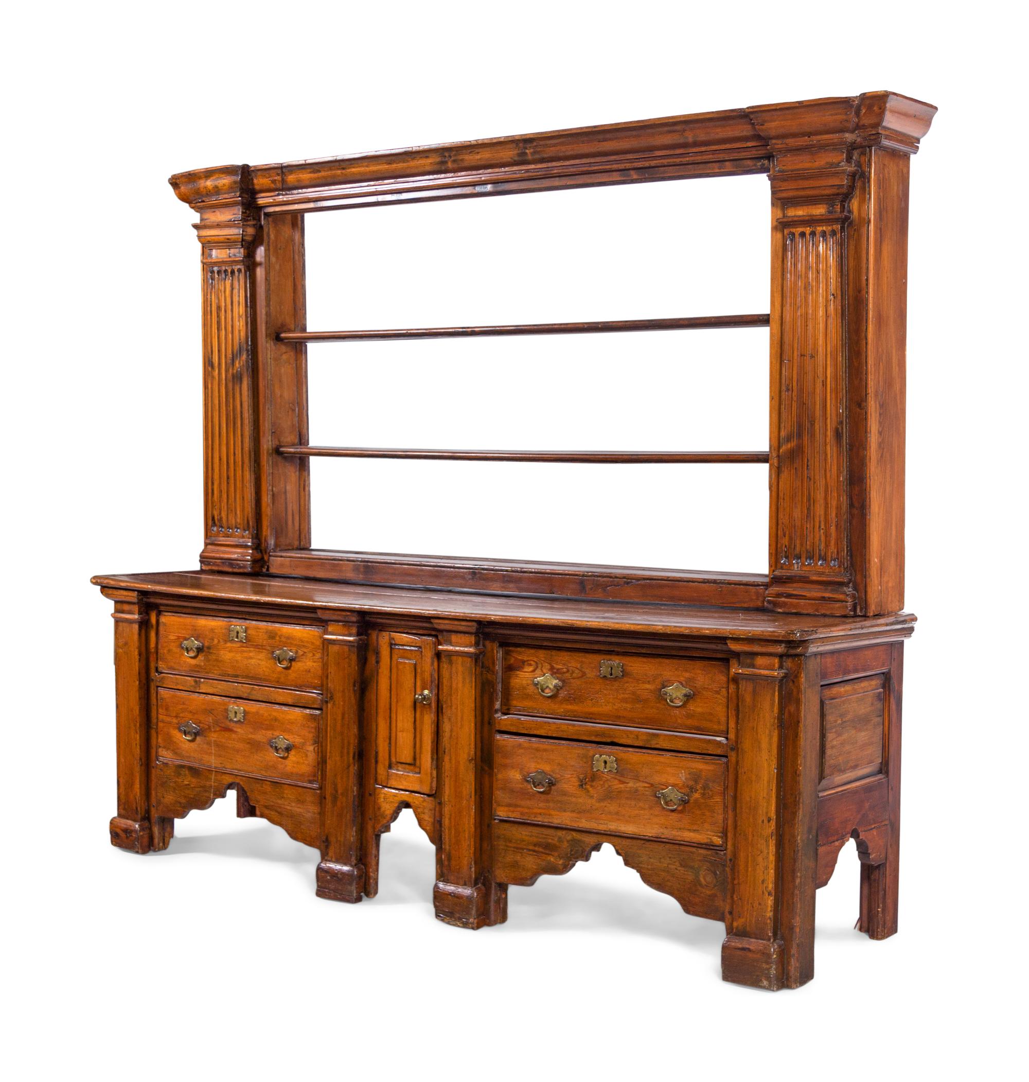 An Italian Walnut Serving Cabinet and Hanging Étagère