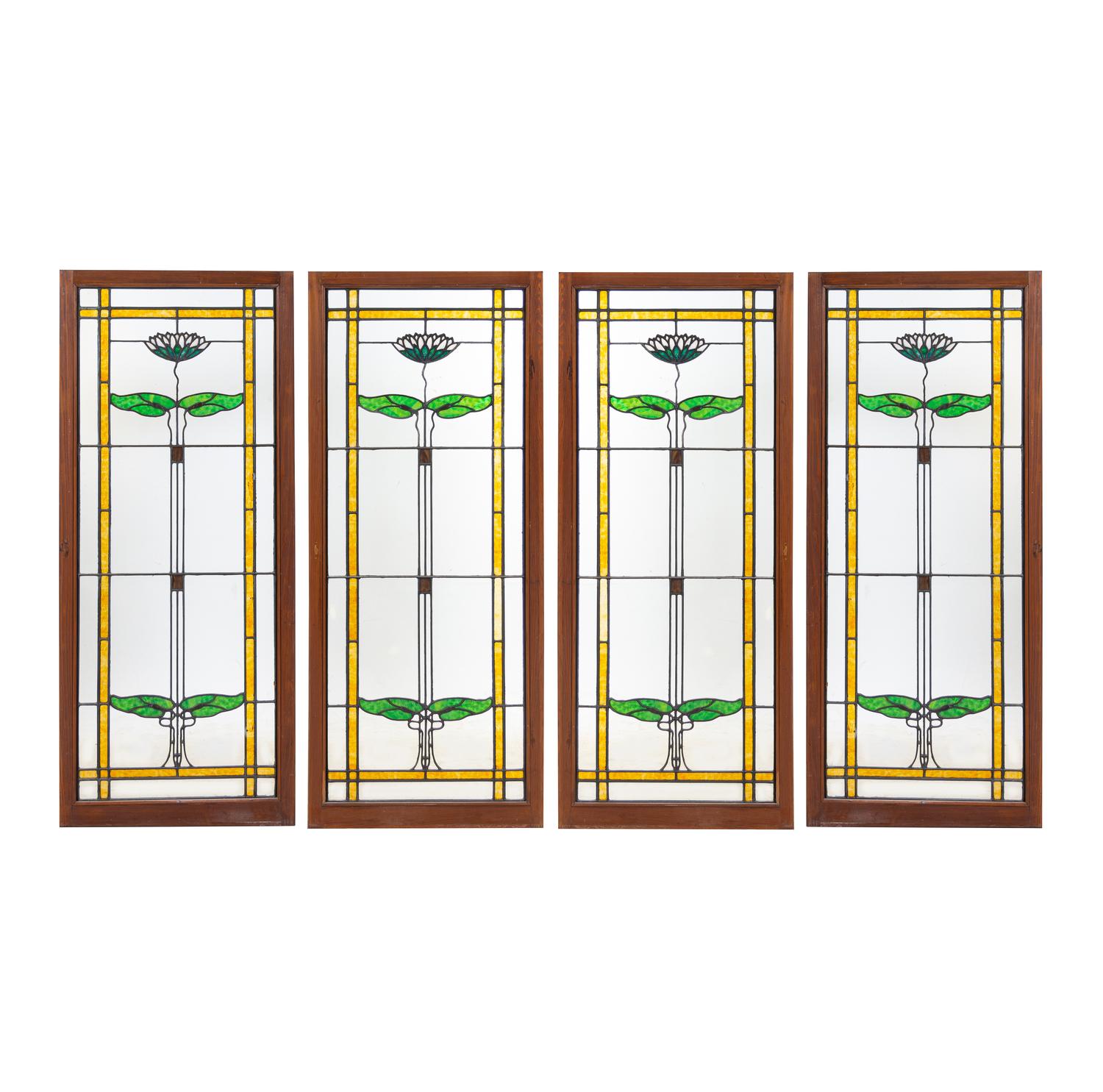 Four American Leaded Glass Windows