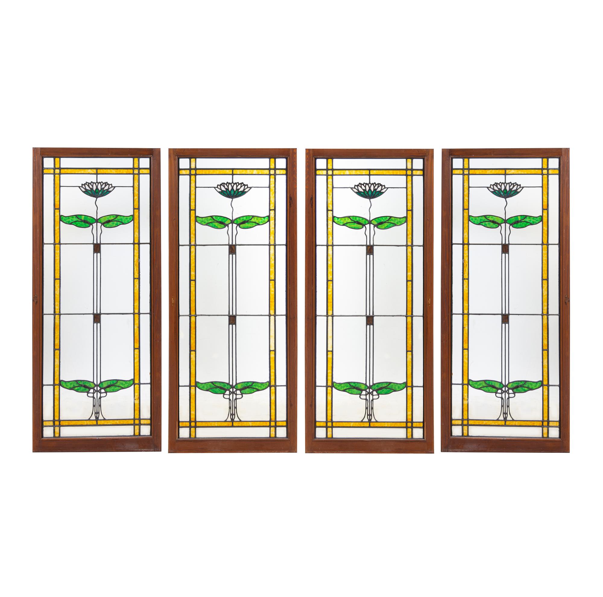 Four American Leaded Glass Windows