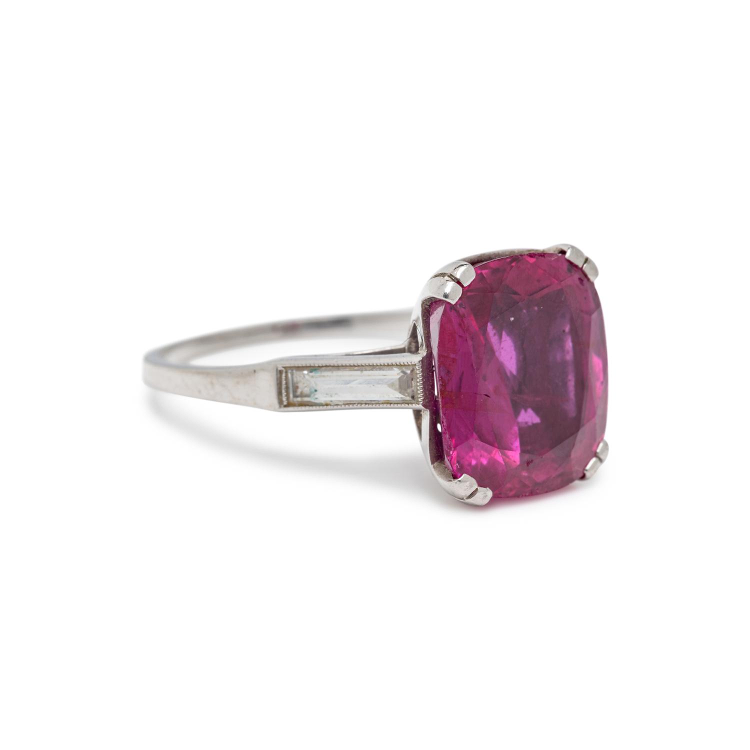 SPAULDING-GORHAM, UNHEATED BURMESE RUBY AND DIAMOND RING