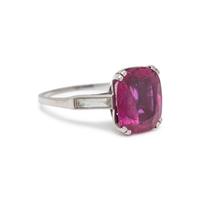 SPAULDING-GORHAM, UNHEATED BURMESE RUBY AND DIAMOND RING