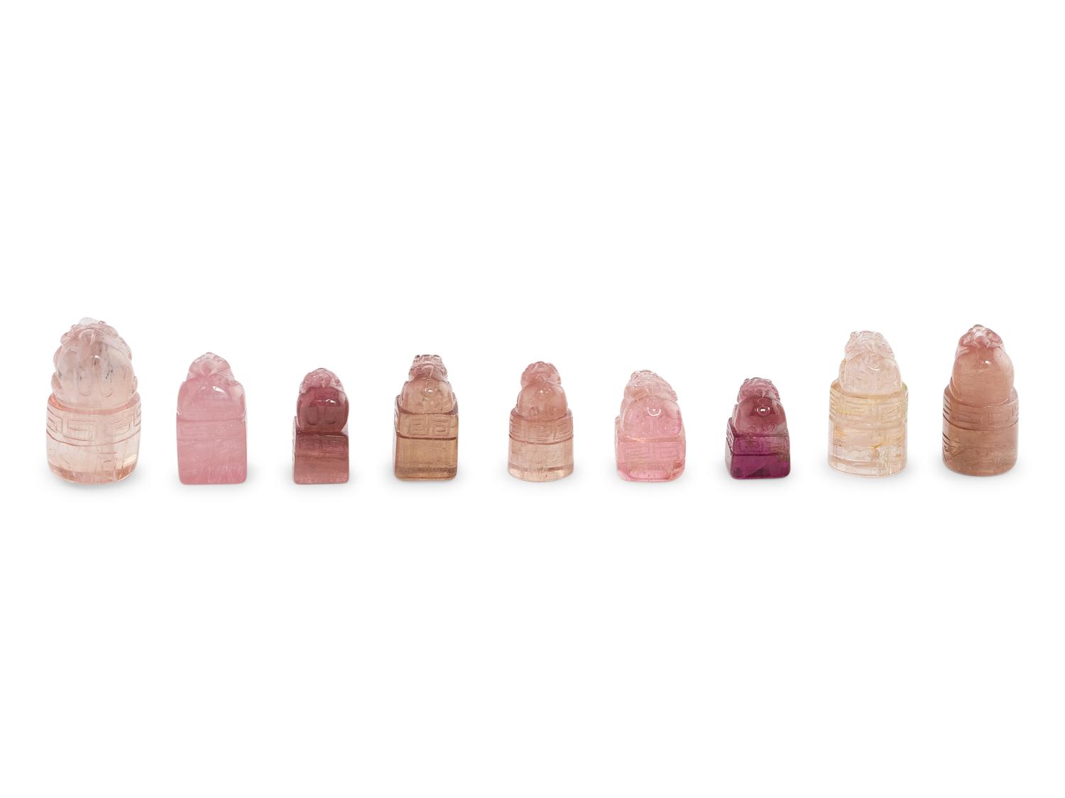 Nine Small Chinese Tourmaline Seals