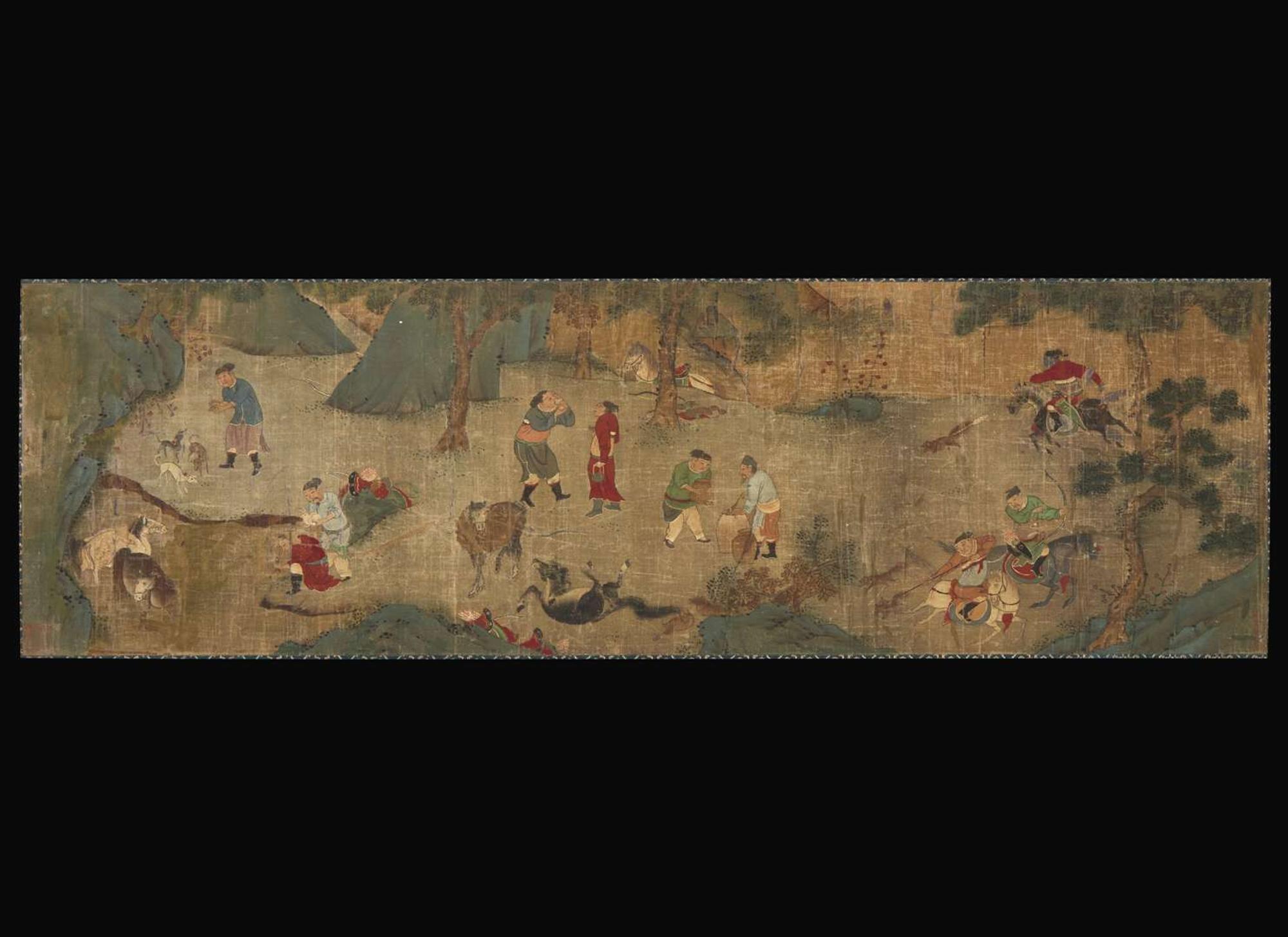Chinese School, Qing dynasty, handscroll 狩獵圖 清