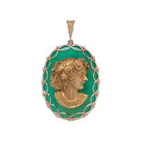 GREEN CHALCEDONY AND DIAMOND PENDANT