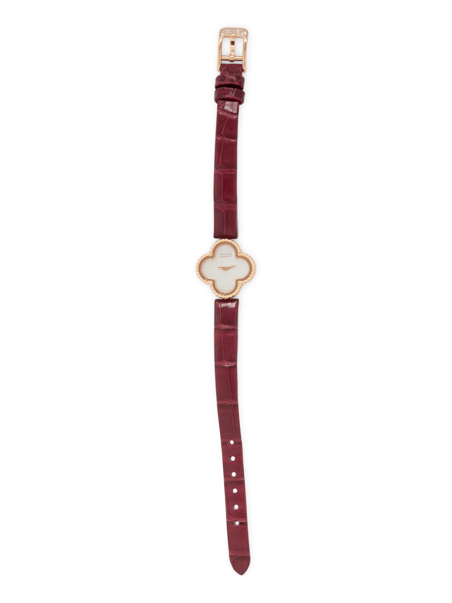 VAN CLEEF & ARPELS, 18K ROSE GOLD AND MOTHER-OF-PEARL 'SWEET ALHAMBRA' WATCH