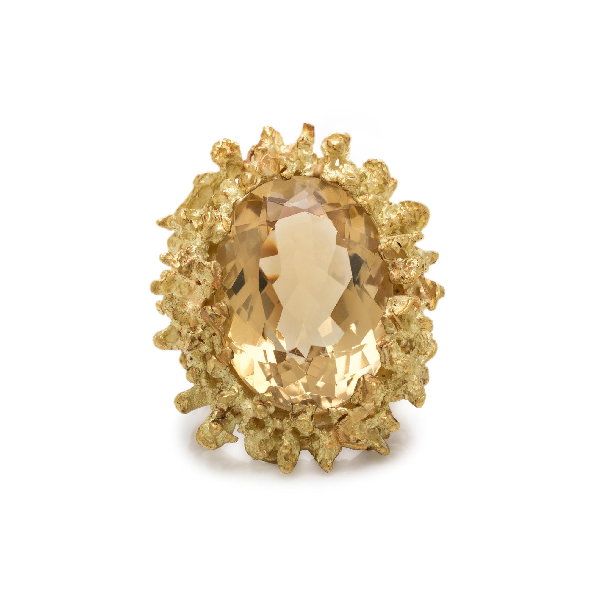 YELLOW GOLD AND CITRINE RING