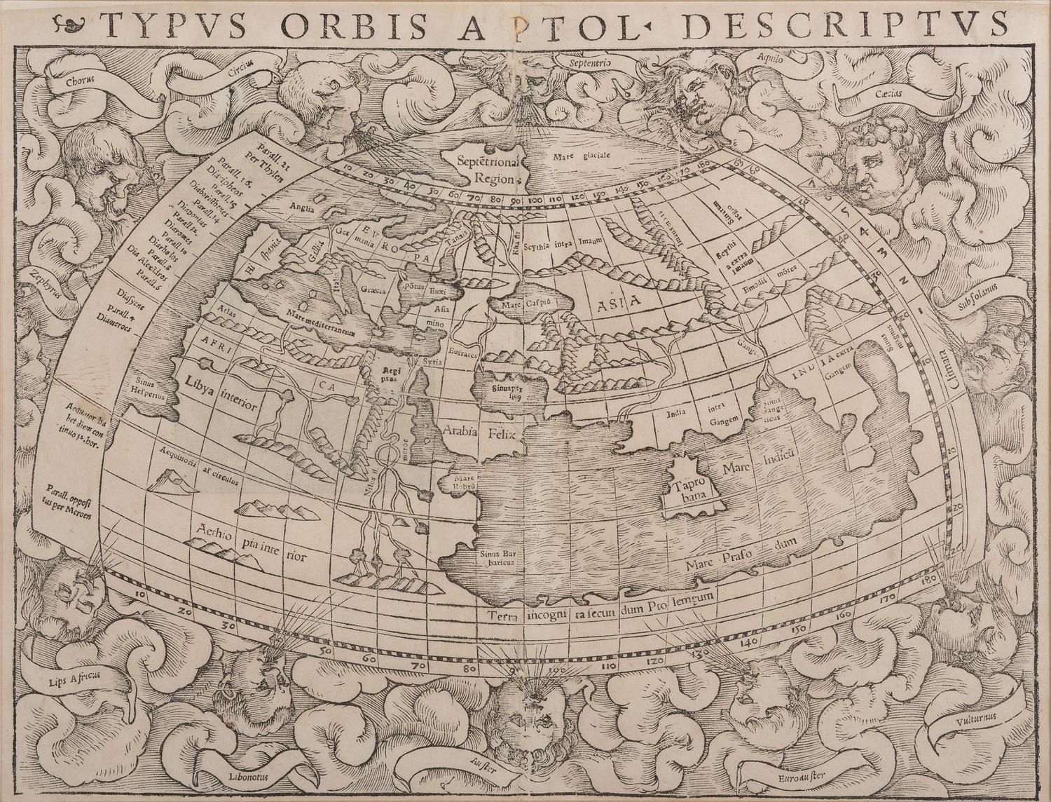 MÜNSTER, Sebastian (1488-1552). Typus Orbis A Ptol. Descriptus . Basle, ca 1542 or later.