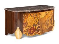 An Art Deco Stryle Marquetry Marble-Top Commode