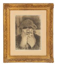 Portrait of Camille Pissarro Smoking Pipe