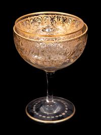 A Set of Twelve Gilt Decorated Glass Sorbets