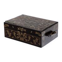 An Anglo-Indian Bone Inlaid Ebony Writing Slope