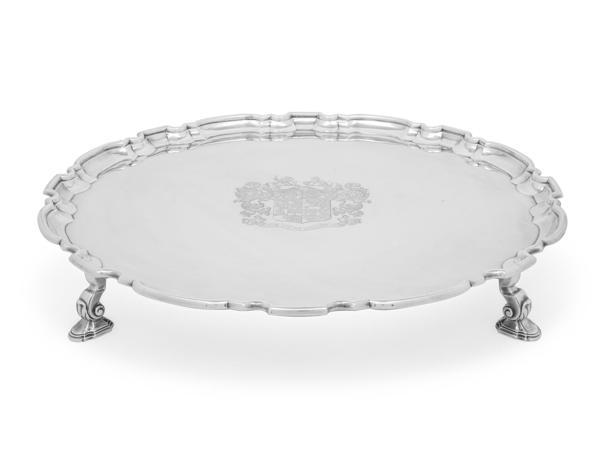 A Large English Britannia Silver Salver