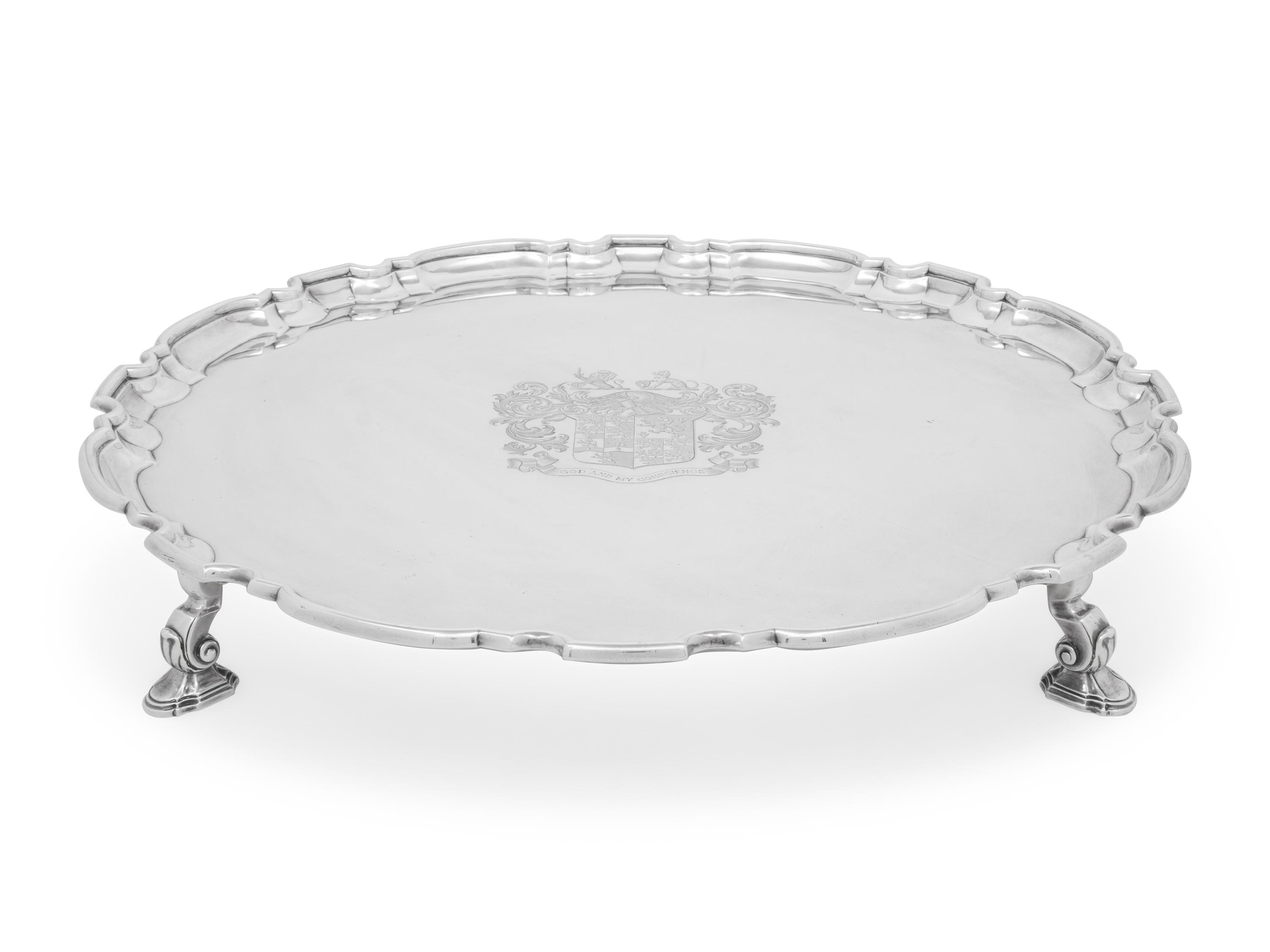 A Large English Britannia Silver Salver