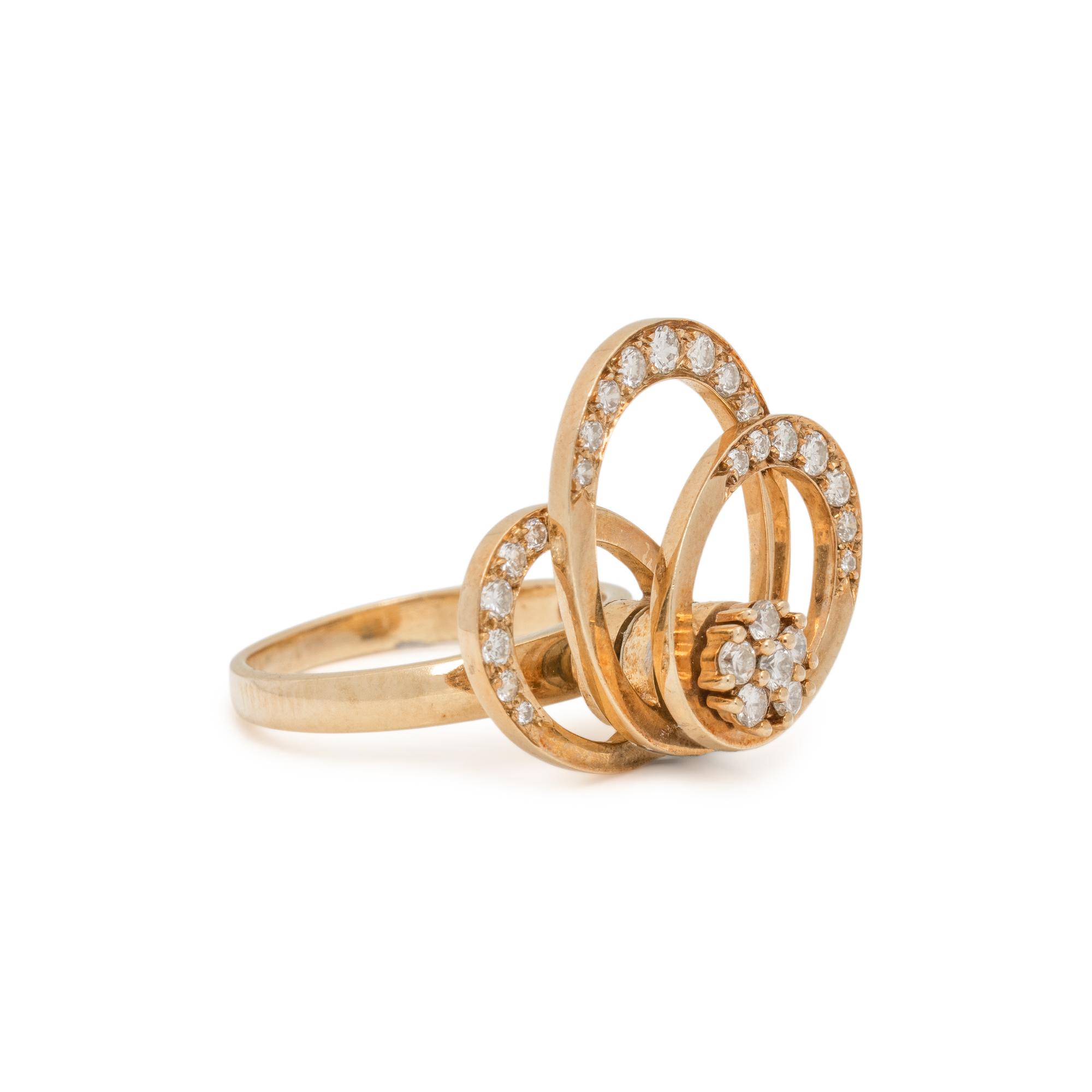 N. TEUFEL, YELLOW GOLD AND DIAMOND KINETIC RING