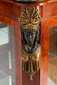 An Empire Egyptian Revival Style Gilt and Patinated Bronze Mounted Mahogany Cabinet