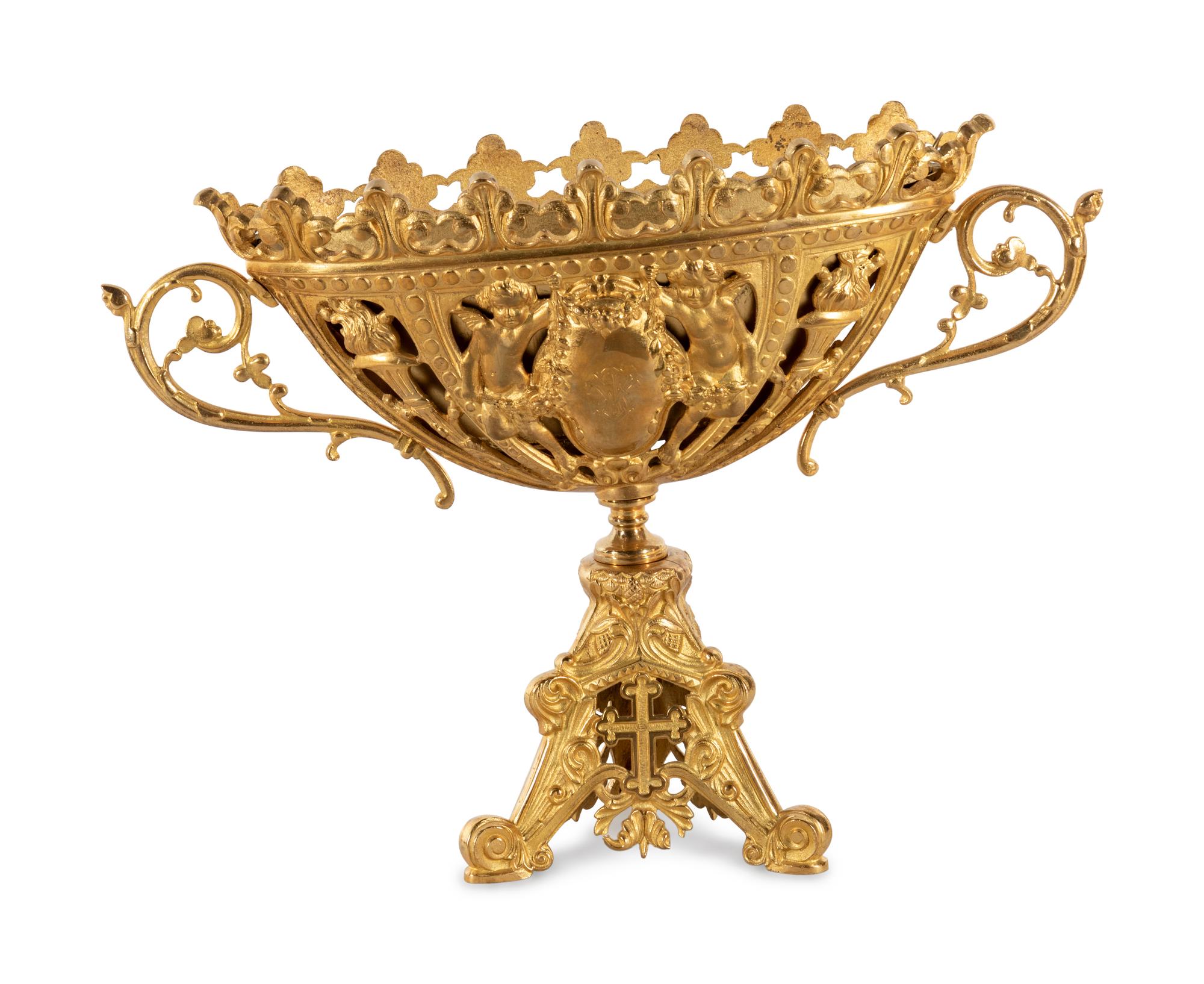 A Continental Gilt Metal Center Bowl