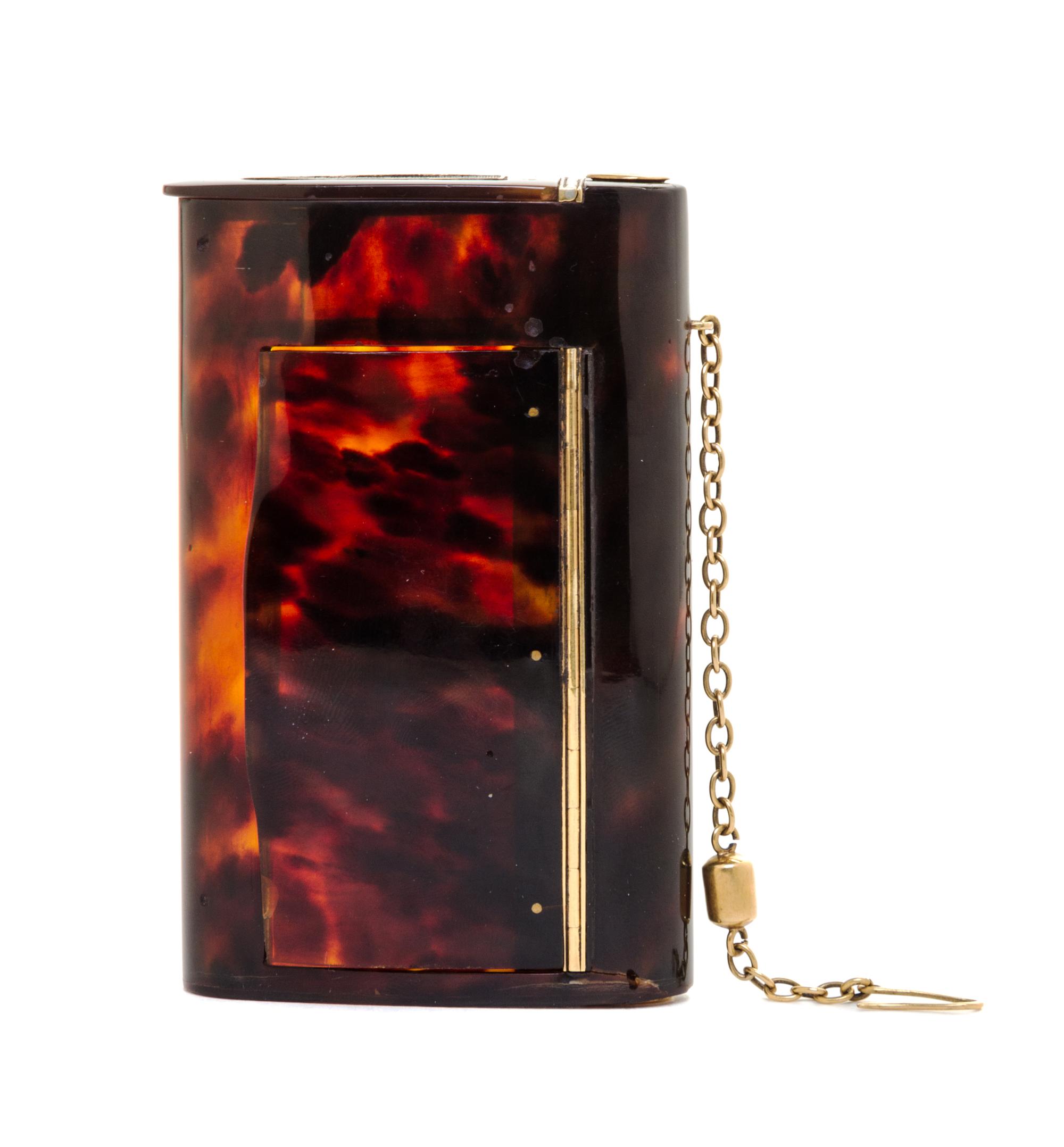 A Continental Gold Mounted Tortoise Shell Tobacco Case, Retailed by Asprey & Co., London, 19th Century, rectangular with rounded edges,