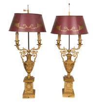 A Pair of Louis Philippe Gilt Bronze Urn-Form Candelabra