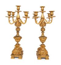 A Pair of Napoleon III Gilt Bronze Five-Light Candelabra