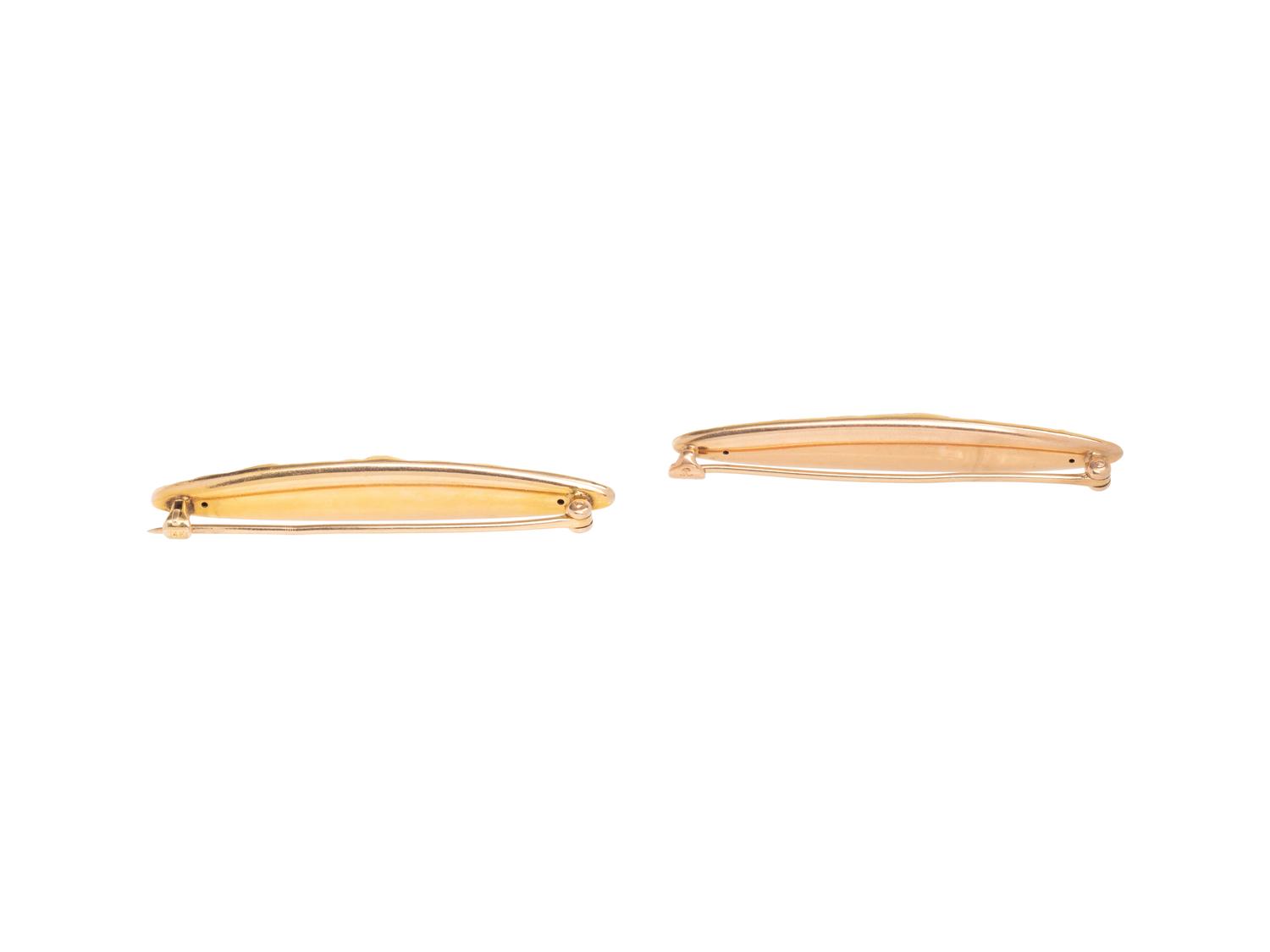 ART NOUVEAU, PAIR OF YELLOW GOLD BAR BROOCHES