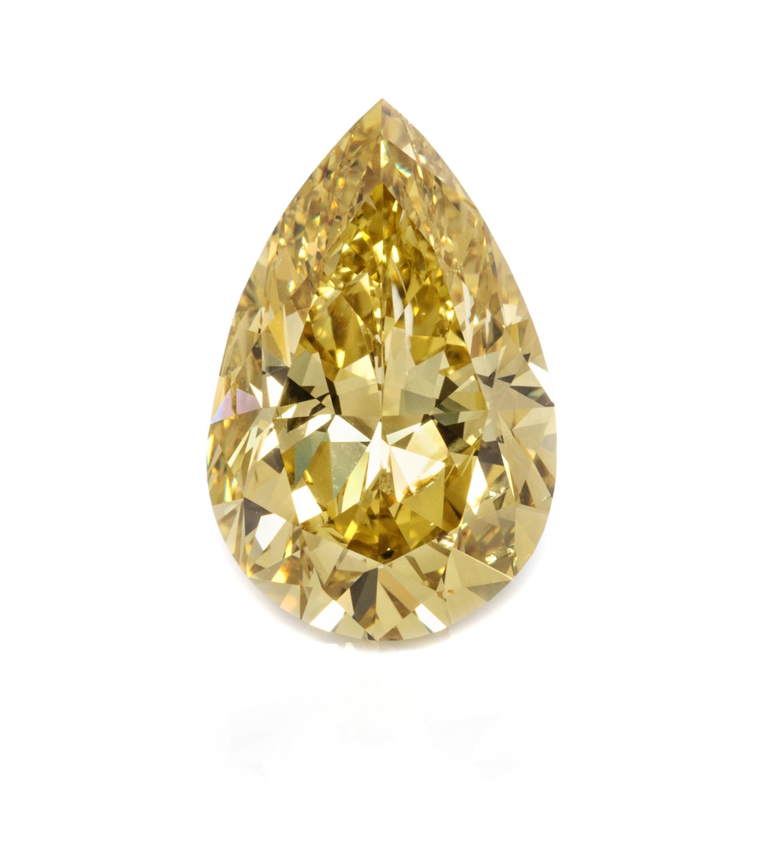 A 5.39 Pear Shape Brilliant Cut Fancy Deep Brownish Yellow Diamond,