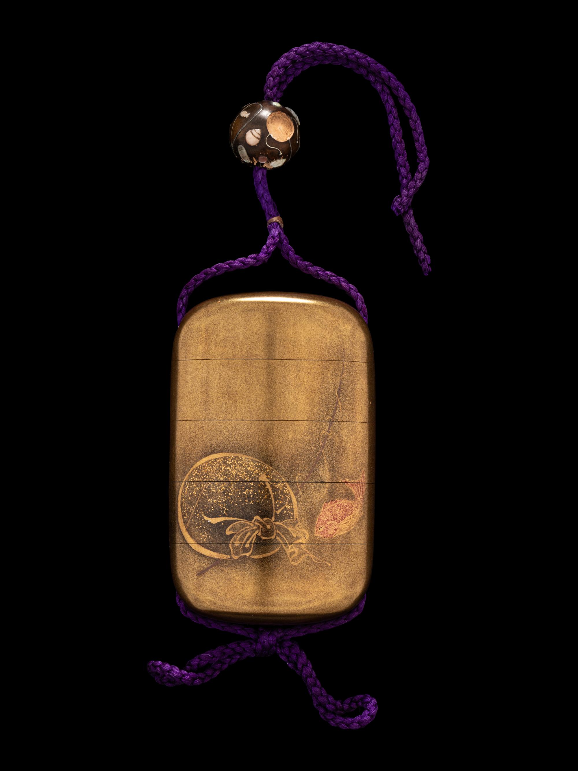 A Japanese Gold Lacquer Four-Case Inro