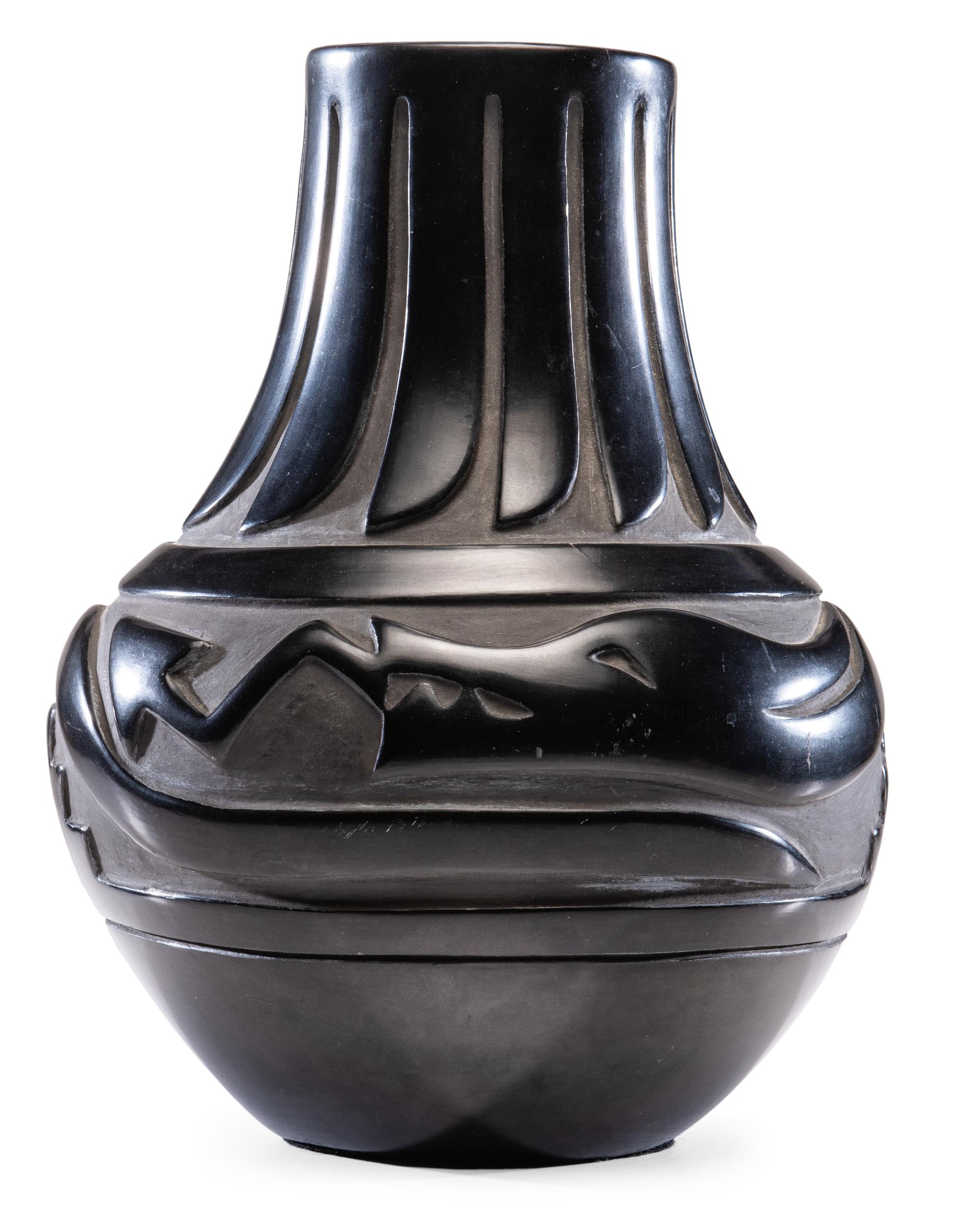 Carved Blackware Pottery Jar Lot is located and will ship from Cincinnati, Ohio.