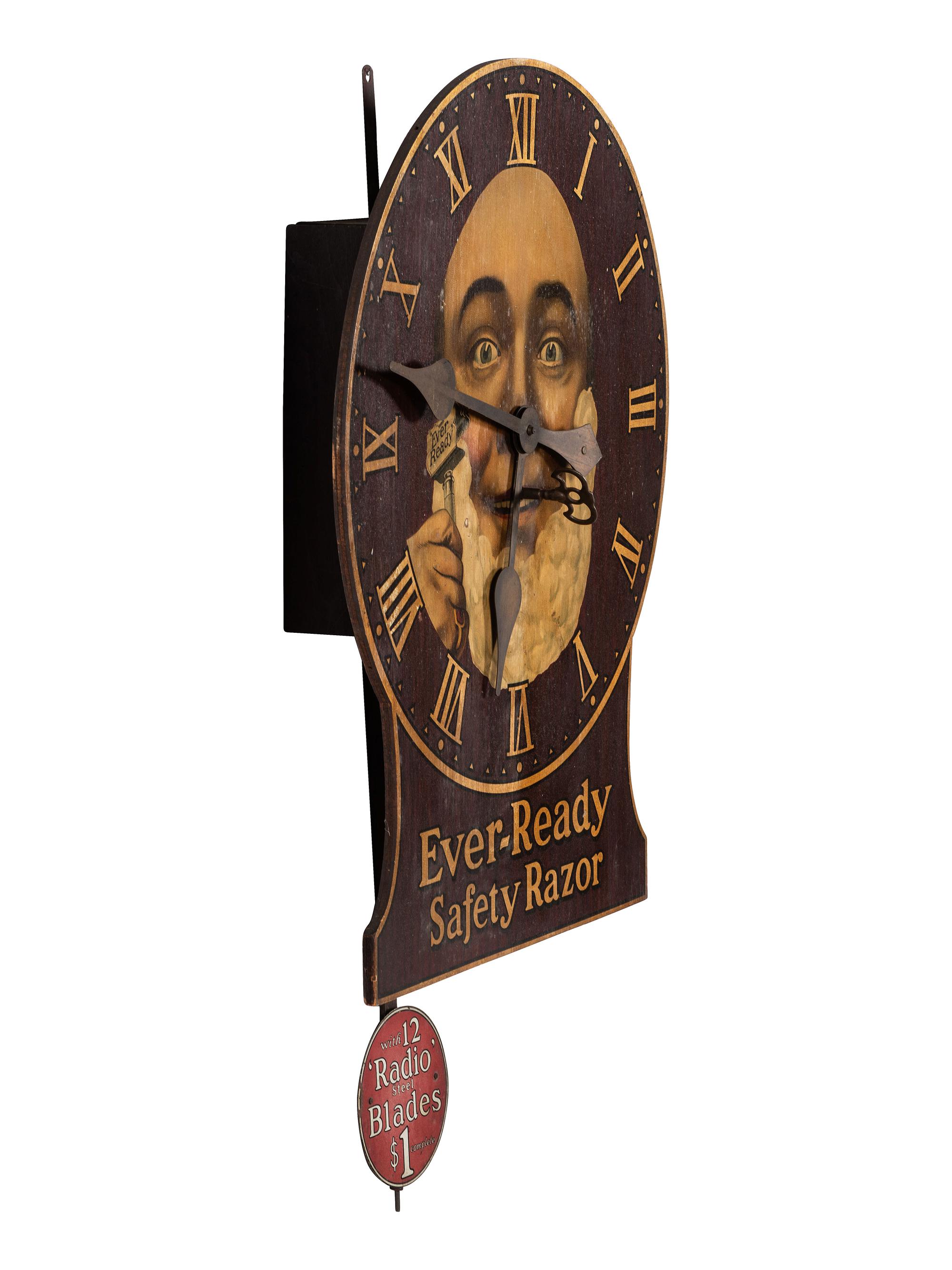 An Ever-Ready Safety Razor Wooden Advertising Wall Clock
