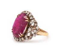 A Silver Topped Yellow Gold, Ruby and Diamond Ring,