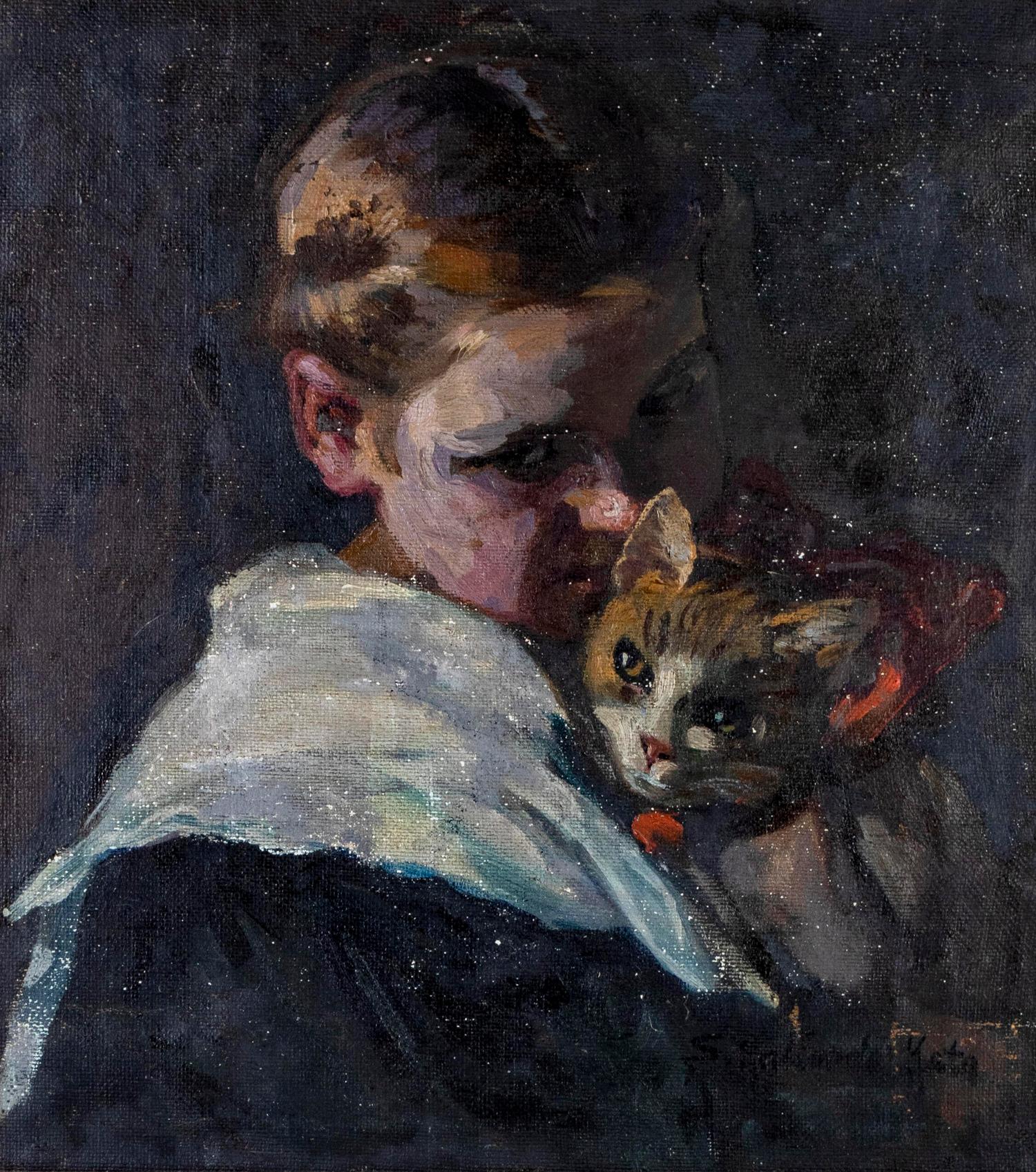 Portrait with a Girl with Cat