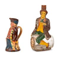 An Italian Giacobino & Rosso-Torino Figural Glass Vermouth Bottle and a Toby Jug