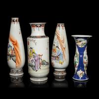 Four Chinese Famille Rose Porcelain 'Figural' Vases, 20th Century — 近代 粉彩人物圖瓶四隻