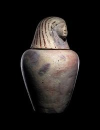 An Egyptian Painted Pottery Canopic Jar