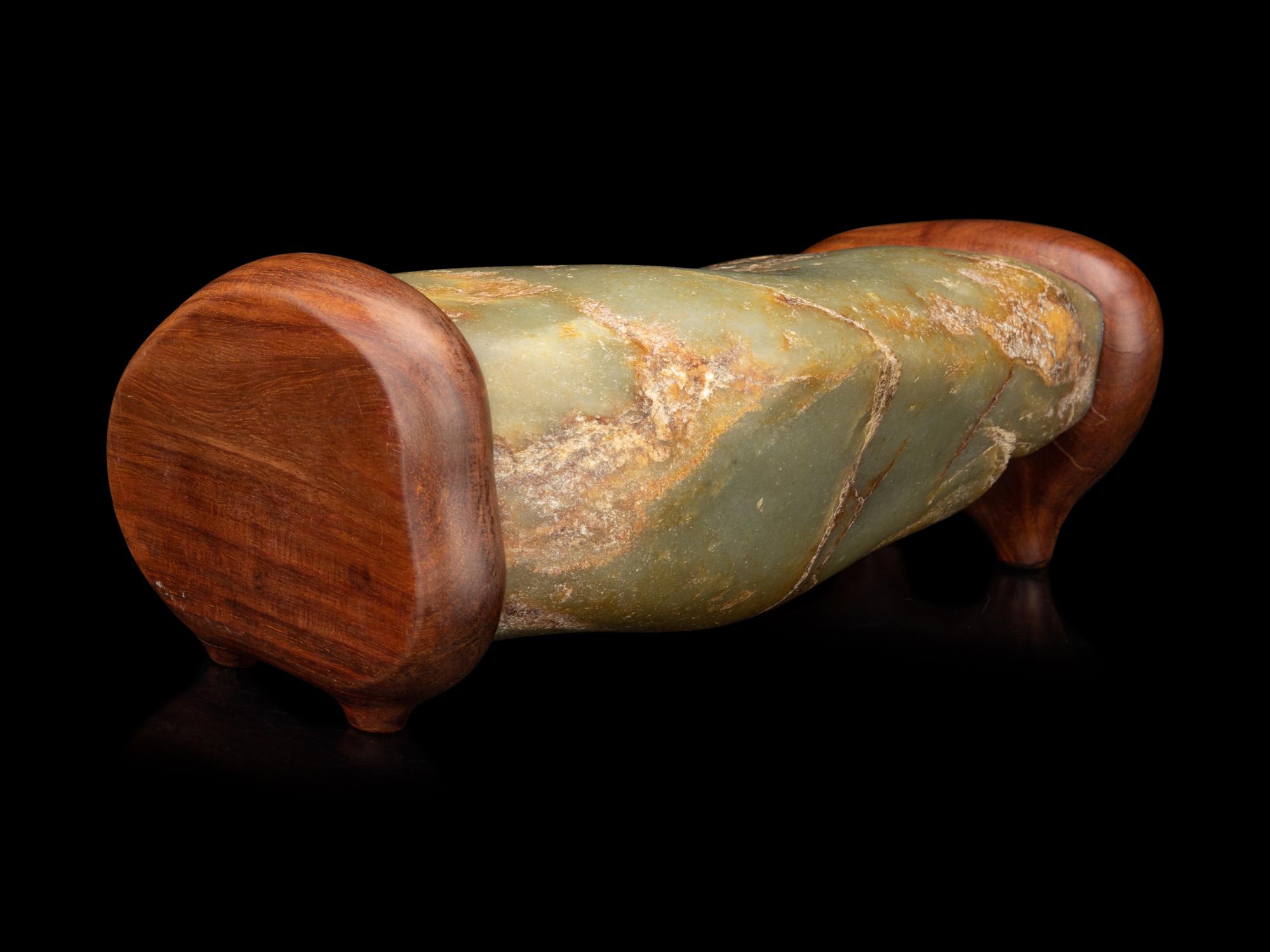 A Chinese Celadon Jade Pillow