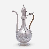 A Japanesque sterling silver coffeepot Gorham Mfg. Co., Providence, RI, bearing date mark for 1883