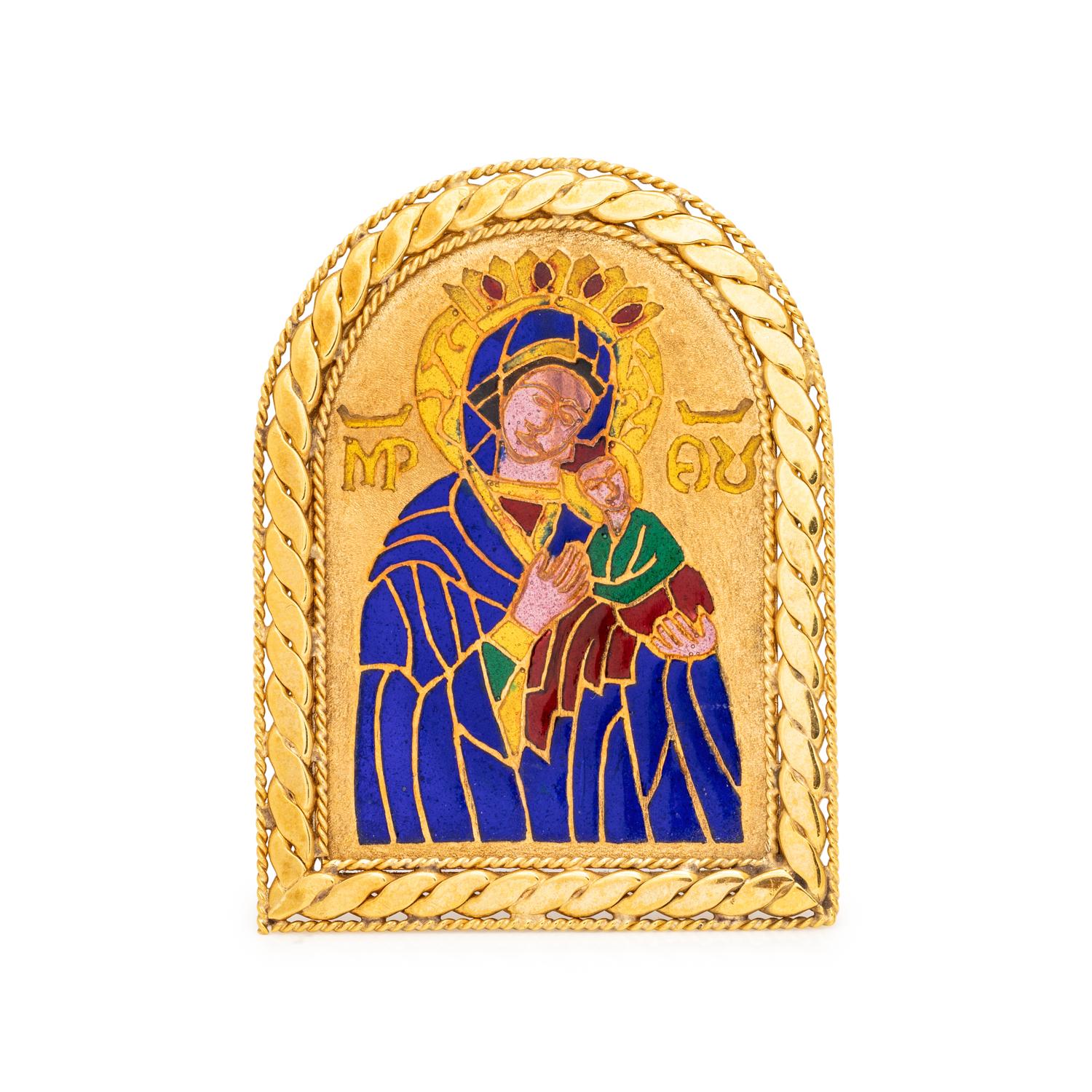 YELLOW GOLD AND PLIQUE- À-JOUR ENAMEL ICON